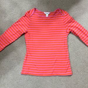 Lilly Pulitzer Pink and Orange Striped Long Sleeve Tee